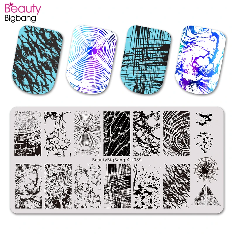 

Beautybigbang Nail Stamping Plates Nail Art Accessories Marble Annual Ring Pattern Superior Templates Nail Stamping Mold XL-089