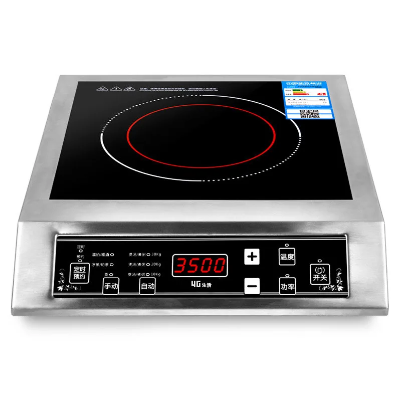 

3500W Home High Power Induction Cooker Commercial Flat Desktop Button Stainless Steel Soup Stir-fry