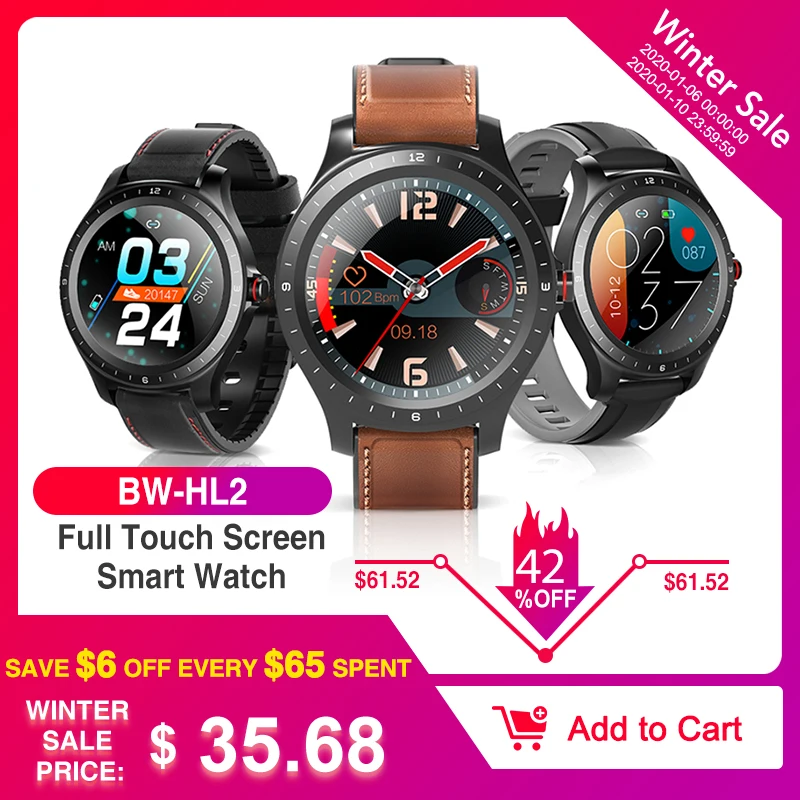 [Bluetooth 5.0] BlitzWolf BW HL2 Smart Uhr 1.3 'Full Round Touchscreen Herzfrequenz Blutdruck O2 Monitor IP68 Wasserdicht Männer Frauen Fashion Business Smartwatch Fitness Tracker Armband Band