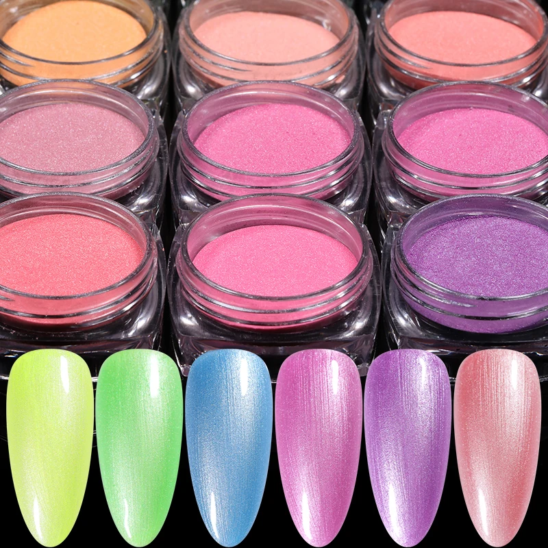 

1g/Box Nail Glittery Powder Neon Effect Yellow Green Gradient Pigment Nail Art Glittering French Nail Polish Nail Accessories