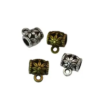 

50pcs Alloy Large Hole Pendant Bead for Jewelry Making Fit 4mm Round Rope Wire Chain DIY Necklace Bracelet Connector Accessories