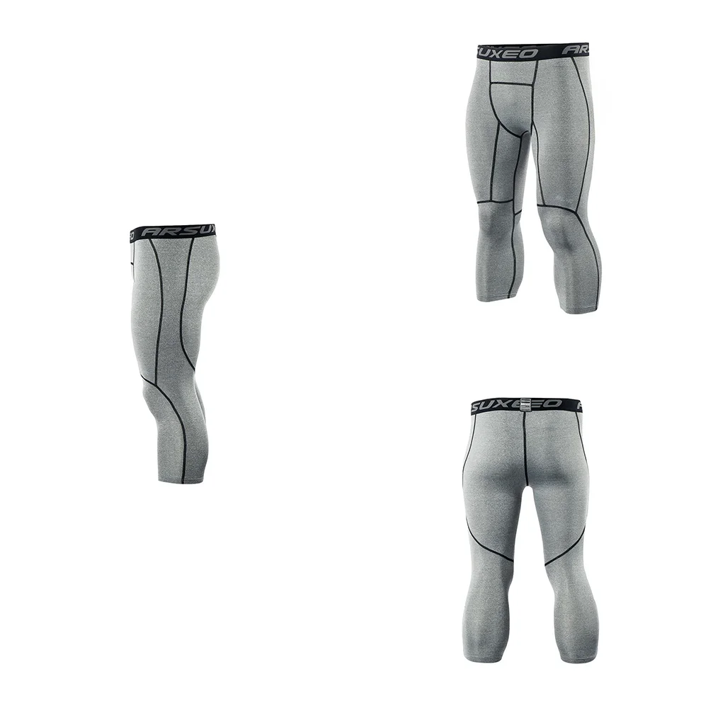 ARSUXEO, мужские леггинсы, спортивные, для бега, трико, базовый слой, 3/4, штаны для пробежки, спортзала, фитнеса, тренировочные штаны, быстросохнущие, K75