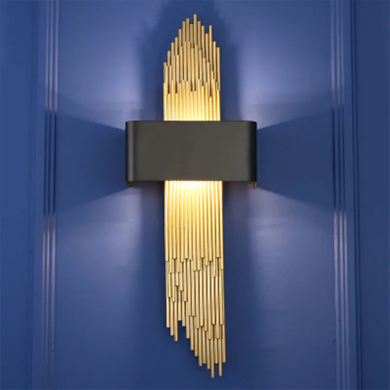 

Golden Stainless steel LED Wall light Mirror light Parlor Bedroom Wall Sconce Bathroom light Loft Decoration Wall Lamp 110-260V