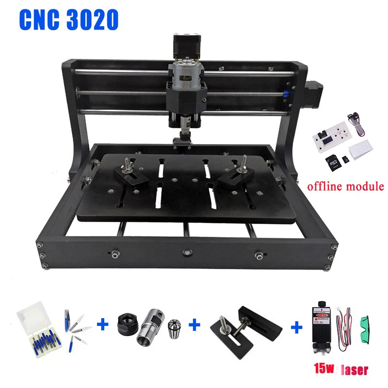 CNC 3020 Diy мини-машина 3 оси pcb фрезерный станок, деревообрабатывающий станок, лазерная гравировка с GRBL управлением в автономном режиме лучшие передовые игрушки - Цвет: 15w