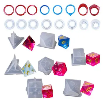 

New DIY Silicone Ring Molds for Resin Jewelry Making Shapes Dice Fillet Square Tria