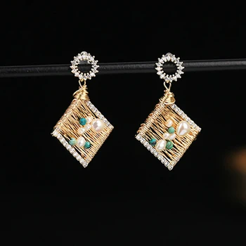 

Fashion Women Freshwater Pearls Crystal Zircon Earring Drop Dangle Stud Earrings Party Wedding Bridesmaid Jewelry Accessories