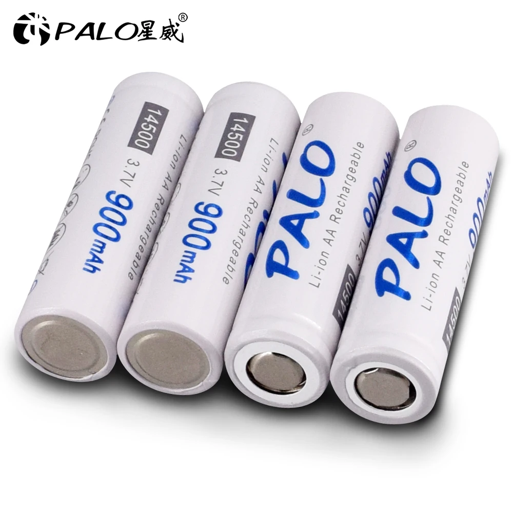 PALO 900mAh 3,7 V батарея 14500 литий-ионная аккумуляторная батарея 14500 литиевая Высокая емкость для светодиодный фонарик