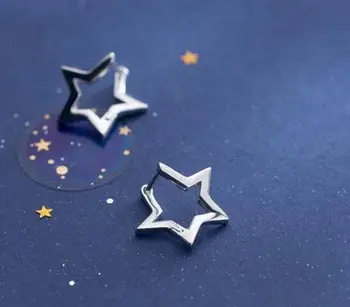 

WOMEN'S 16MM 100% Authentic Real 100% 925 Sterling Silver fine Jewelry Open Hollow Star Stud Earrings GTLE2871