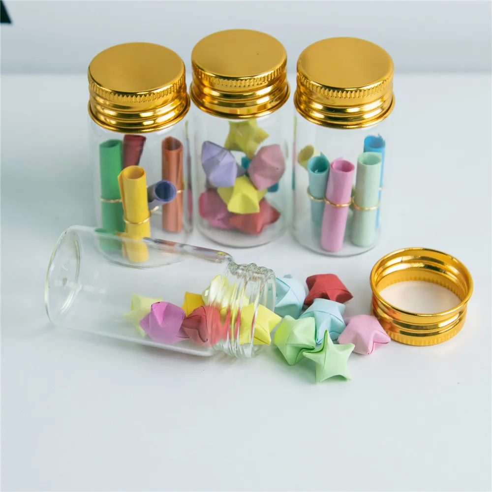 

30x60x21mm 25ml Transparent Clear Glass Bottles With Aluminium Screw Cap Empty Bottles Golden Lids Glass Gift Vials Jars 50pcs