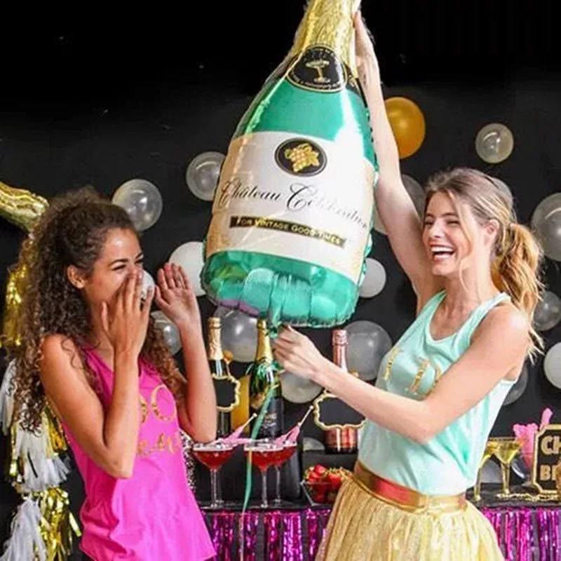 

36 inch Large Champagne Wine Bottle Cup Wedding Anniversary Party Aluminium Foil Balloon Decoration Gift Inflatable Air Ball