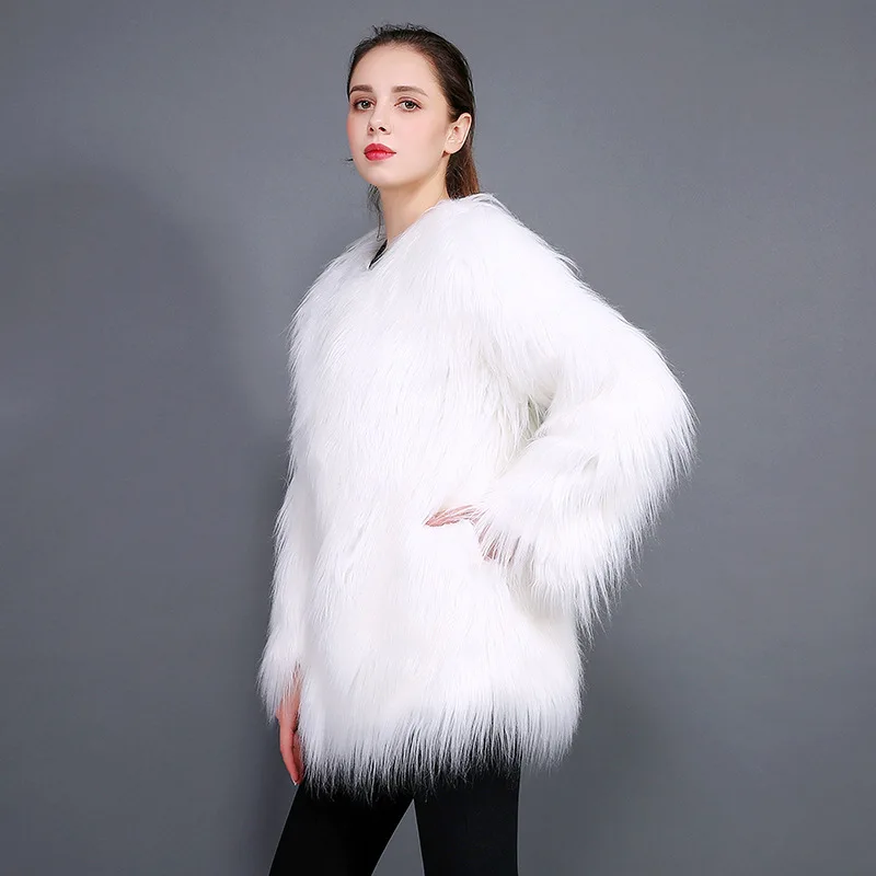 Female Faux Fur Coat Women Long Hair Overcoat Winter White Long Sleeve Top  Plus Size Furry Coat Xxxl Girls Fluffy Jacket Elegant - Fur u0026 Faux Fur -  AliExpress