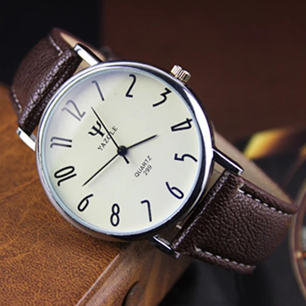 White Brown YAZOLE Топ бренд модные стильные Премиум пара кварцевые часы легкий дизайн арабские цифры Циферблат Водонепроницаемые подарки часы 299 - Цвет: White Brown