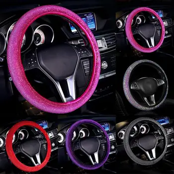 

Cute Rhinestone Plush Universal Car Steering Wheel Cover Auto Interior Accessory luxury & fashion.