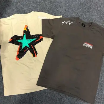 

TRAVIS SCOTT x DOVER Star Graffiti hand-painted astrworld T-shirt men women streetwear Hip Hop kanye west ASTROWORLD Tshirt