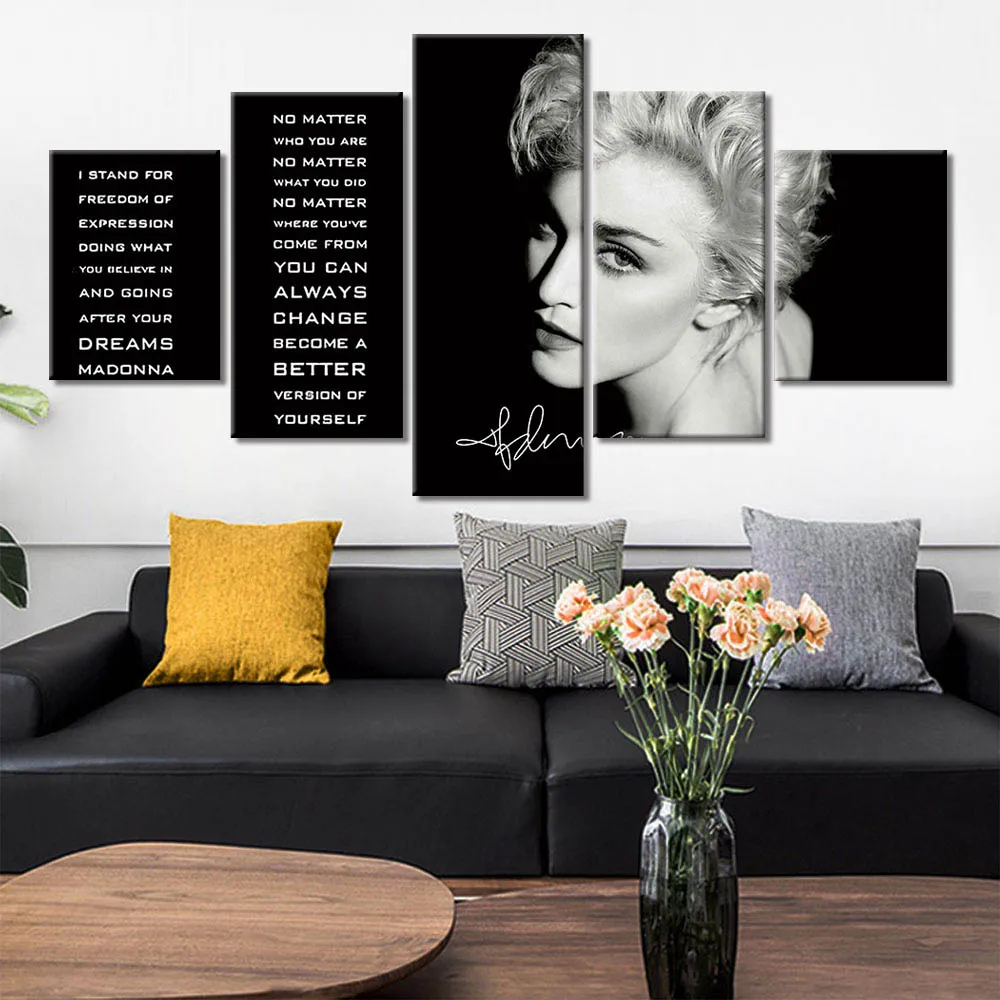 

Modular Canvas Painting HD Prints 5 Panel Canvas Art Madonna Famous Person Poster Wall Pictures Home Decor