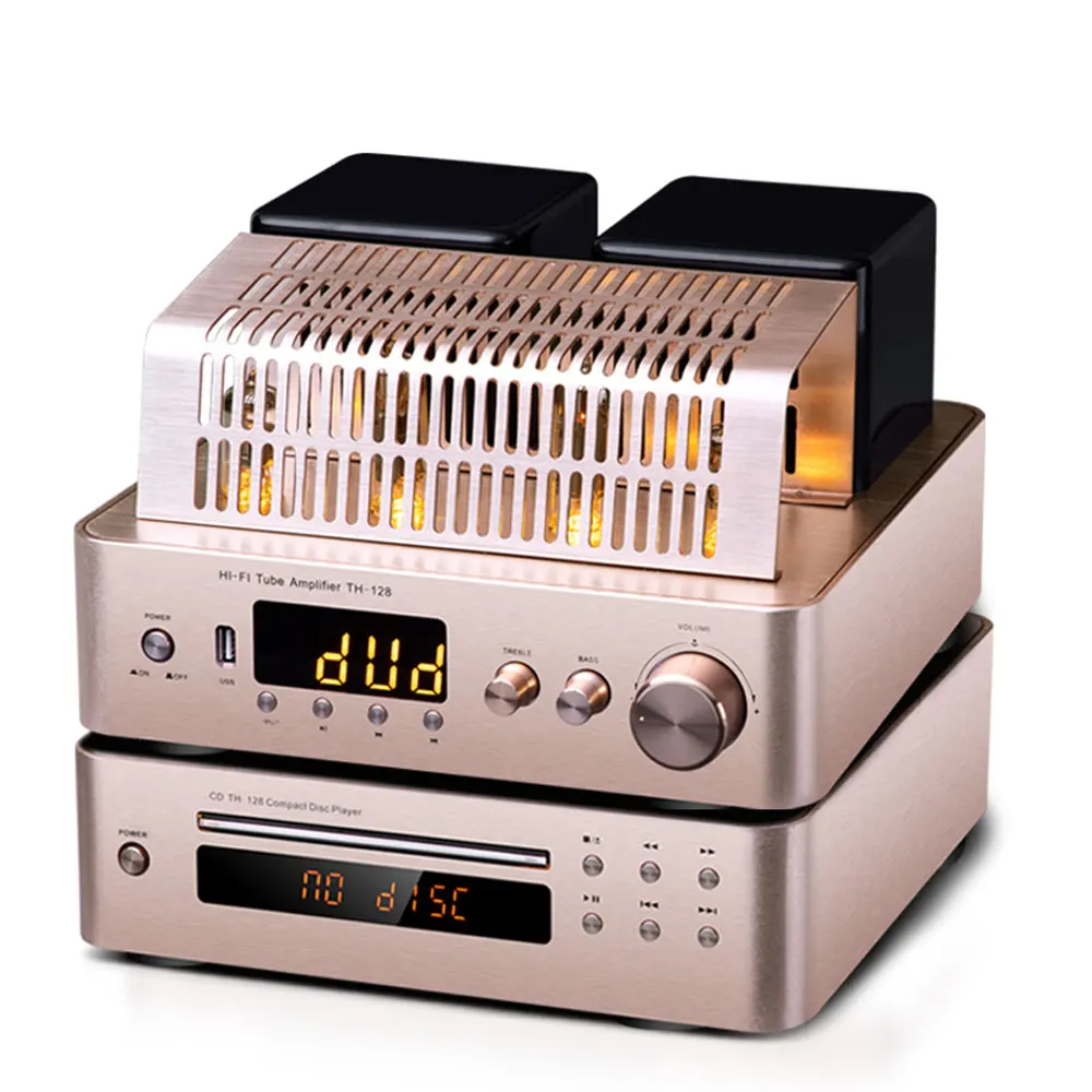 TH-128 High-power Lossless Tube Amplifier Hifi Amplifier Fiber Coaxial Bluetooth DVD/CD Player 1 piece 4 inch 400w speaker dual driver acoustic design 2 way hifi full range frequency car coaxial speaker