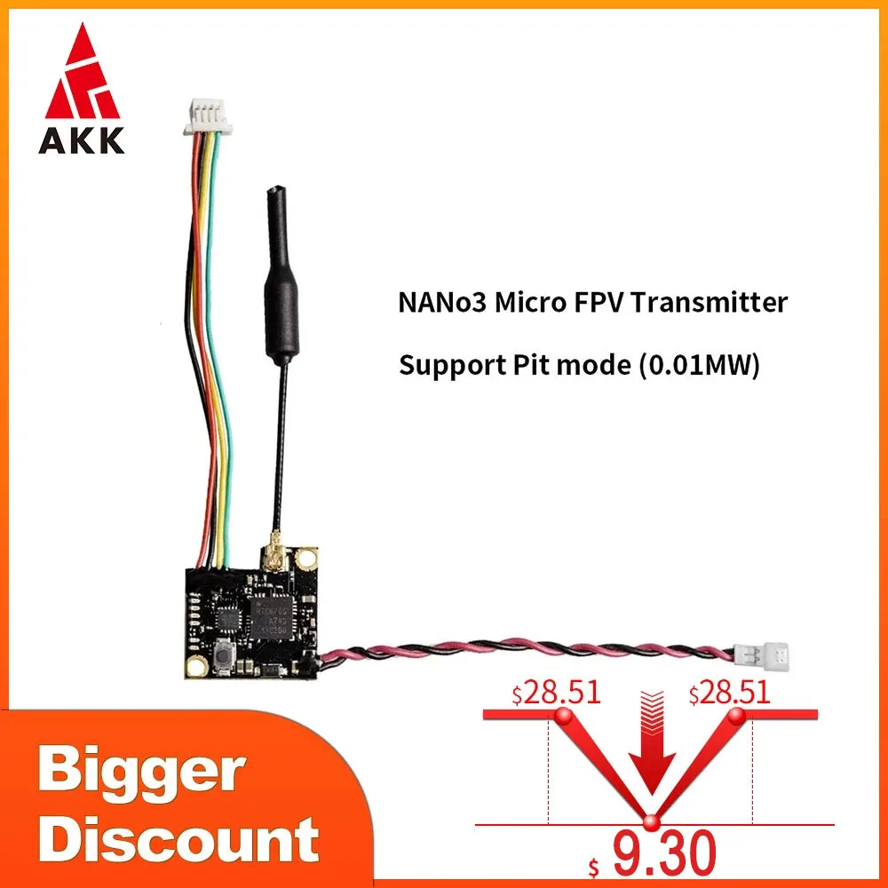 Переключаемый Micro FPV передатчик AKK NANo3/X5 5 8 ГГц/IPEX антенна/Обычный кабель | Игрушки и