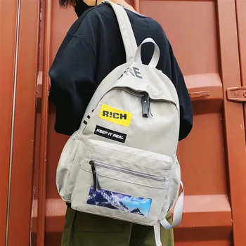 

NEW Original Design Backpack Female Fashion Brand Student Unique School Bag Female Campus Wild Casual Simple Fashion Hip Pop Ins