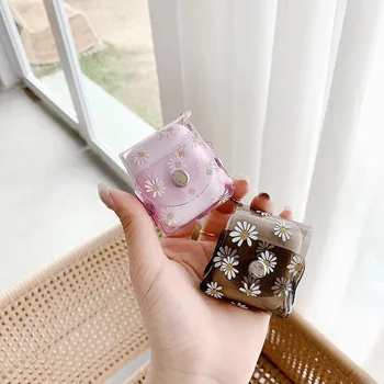 

For airpods 1 2 Case Fashion Daisy Flower Pattern Earphone Cover For i7s i9s i14 i10 i20 i80 TWS Universal Silicone Leather Bag
