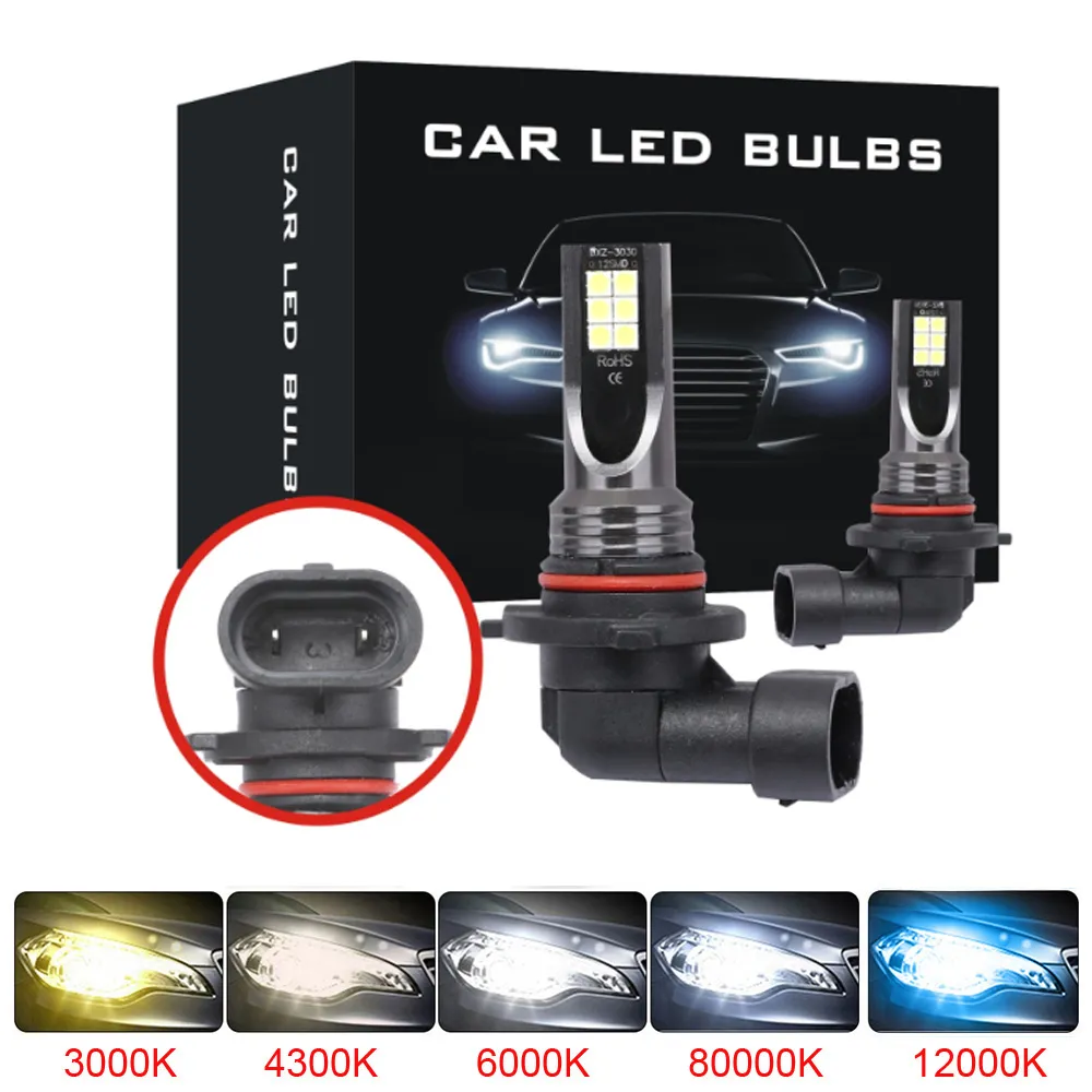 2Pcs 9005 HB3 LED Bulbs Super Bright H4 H7 H1 H11 H8 H9 9006 HB4 Auto Car Fog Signal Turn Light Driving Lamp White Amber Blue 1