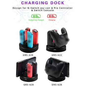 

Home Game Controller Portable With LED Indicator Dual USB Console Station Stand Joystick Charging Dock Black For Switch JOY-CON