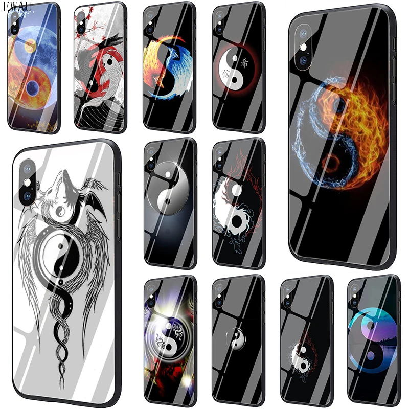 Чехол EWAU Yin Yang из китайского закаленного стекла для телефона iphone SE 2020 5 5s 6 6s 7 8 plus X XR