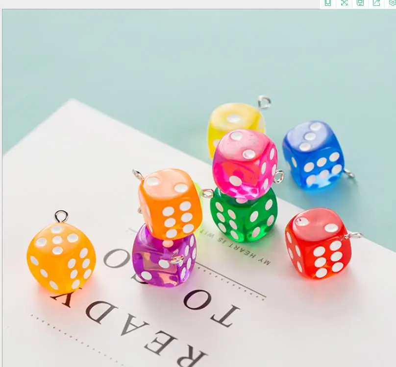 

3D Resin Dice charms and pendants miniature Mobile jewelry Material Creative Keys Diy Accessories Crystal Mud Filler