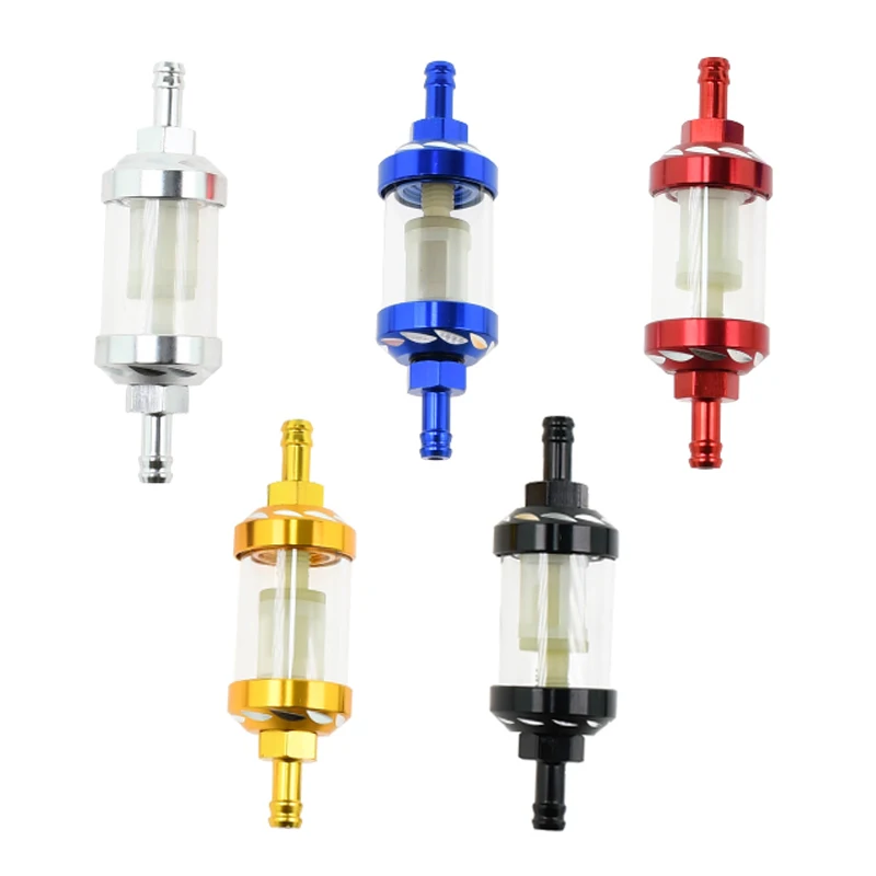 8mm Universal Motorcycle Fuel Filter CNC Aluminum Alloy Glass Gas Fuel Gasoline Oil Filter For ATV Dirt Pit Accessories Off-Road
