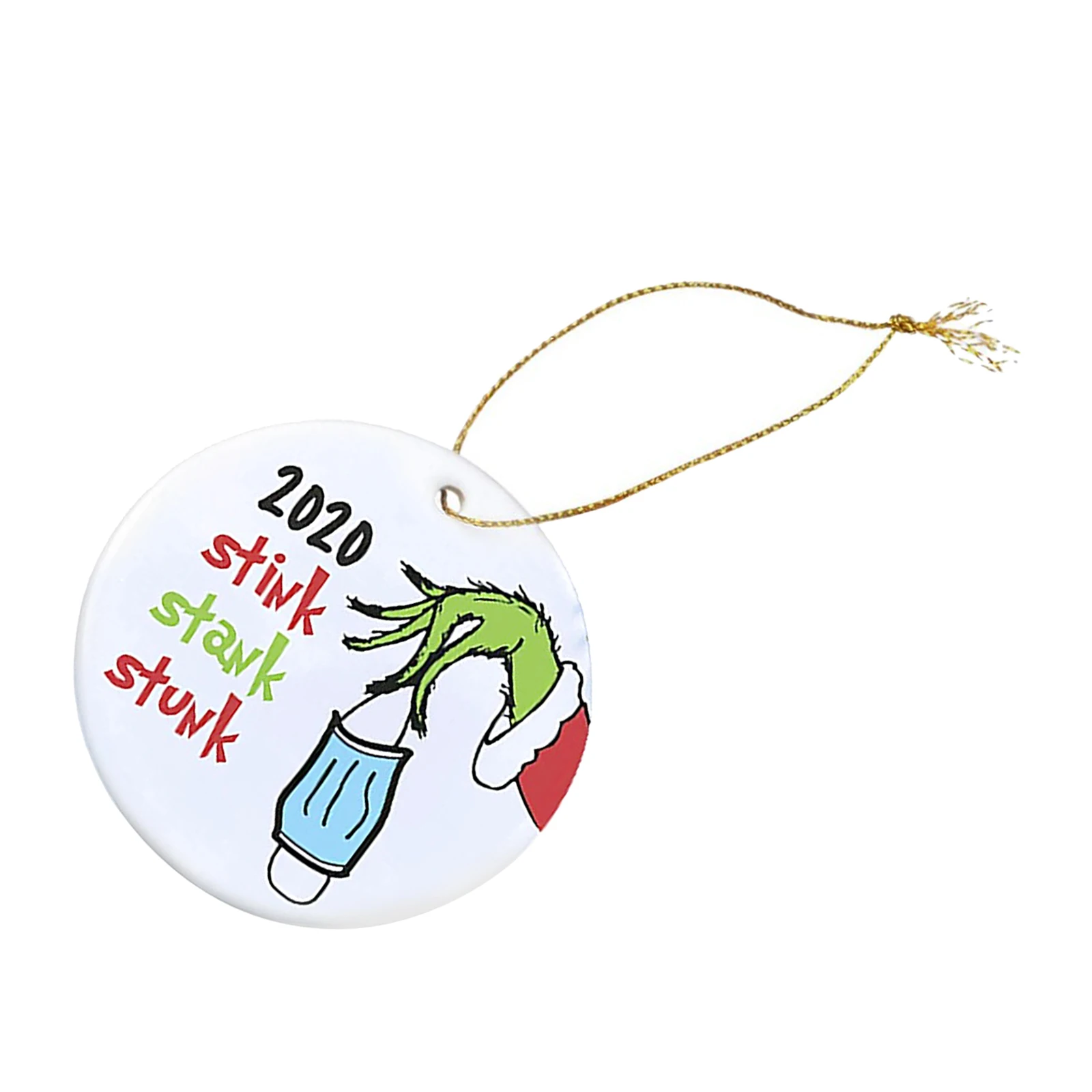 1pc Stink Stank Stunk Ceramic Circle Grinch Hand Xmas Decoration Ornament Gift for Family