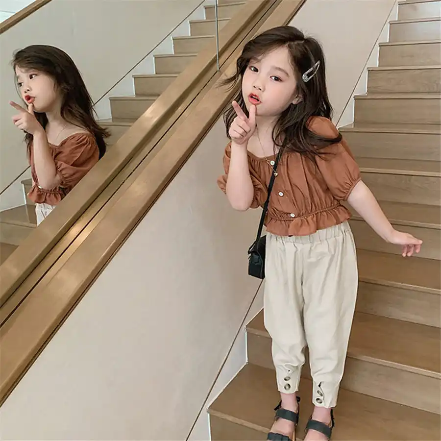 女の子服夏トラックスーツ十代の少女カジュアル子供スーツ パンツ2個ティーン子供服4 6 8 10 12年 服セット Aliexpress