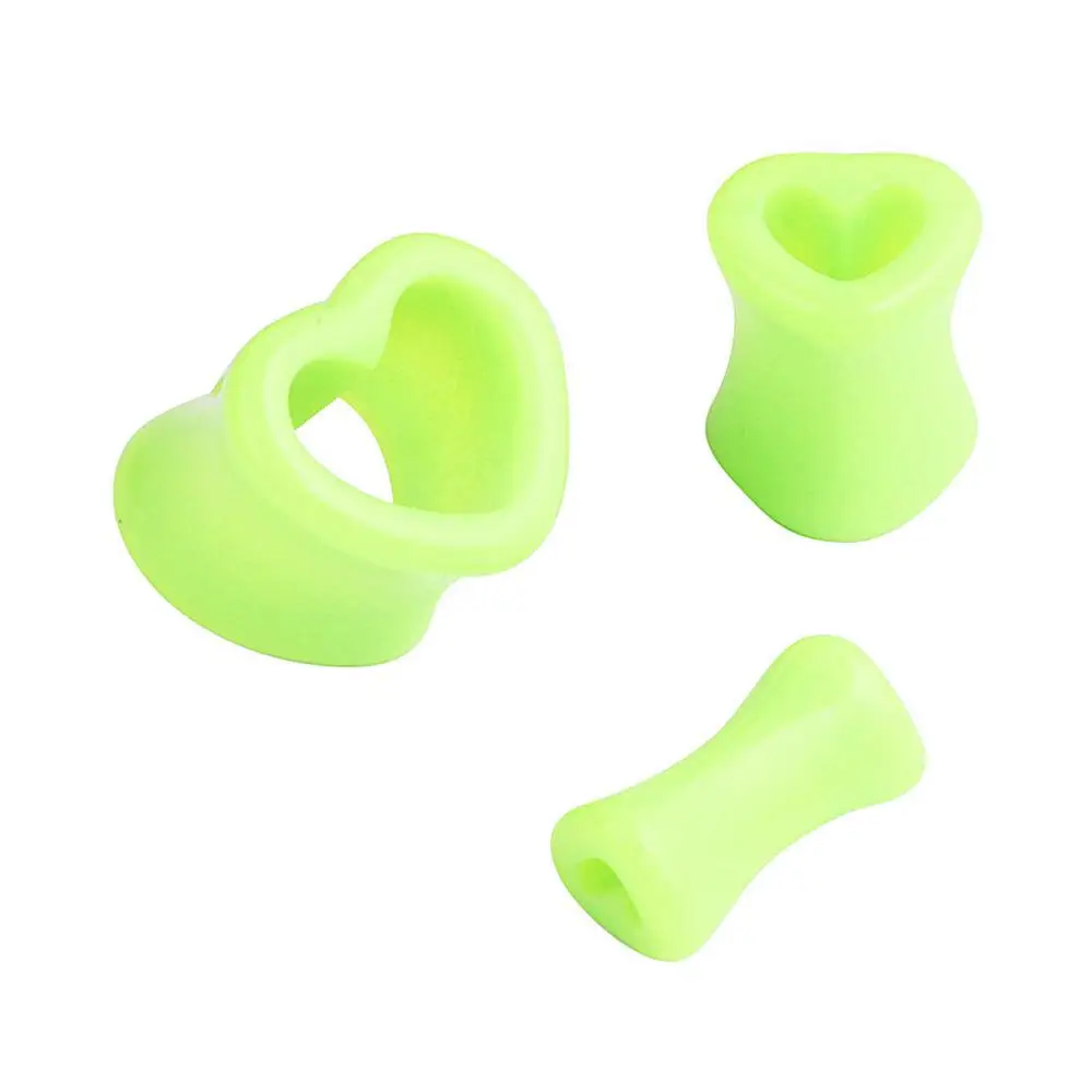 Fluorescent green 1 пара акриловых пробок в форме сердца для пирсинга, двойные пробки для ушей и тоннели, ушные расширители, растяжки, ювелирные изделия для тела - Окраска металла: Fluorescent green