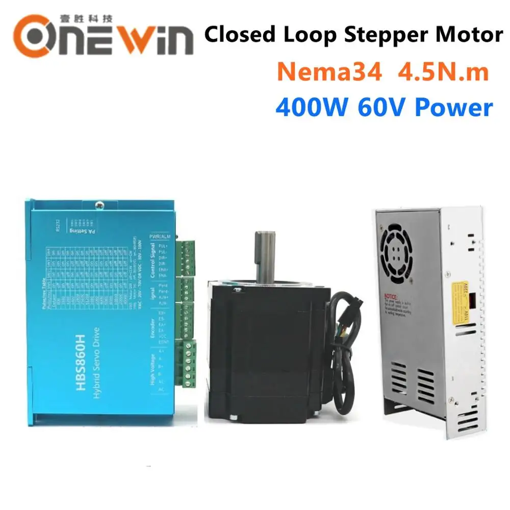 4.5N.m Nema34 86 мм шаговый двигатель с замкнутым контуром 2 фазы 86HBS45 и HBS860H Hybird Easy Servo 400