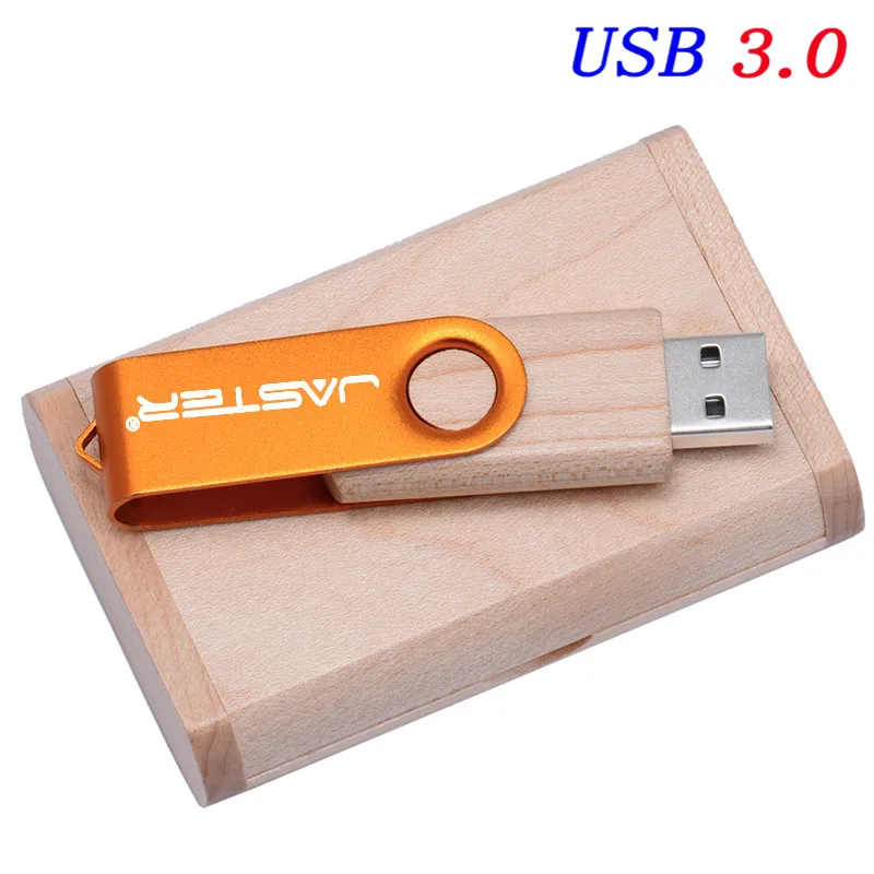 Gold JASTER USB 3,0 Пользовательский логотип цветной металл+ клен дерево usb флеш-накопитель 4 ГБ 8 ГБ 16 ГБ 32 ГБ 64 ГБ 128 ГБ wediing personal - Цвет: Gold
