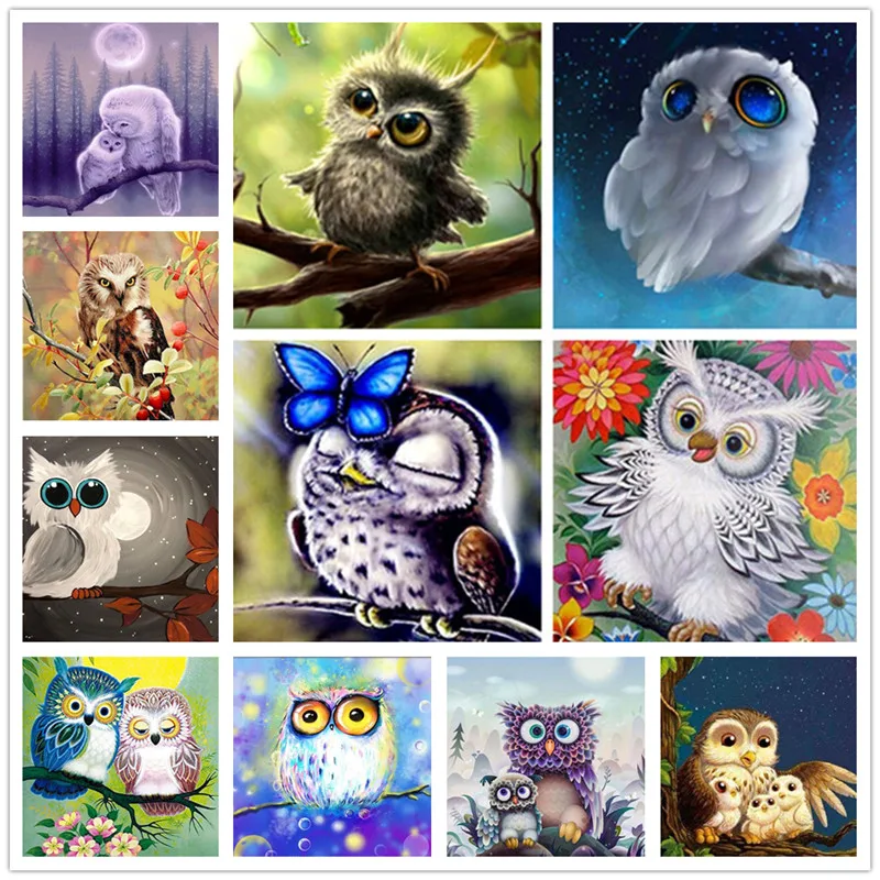 Cute Owls Diamond Painting Kit Cartoon Animals Kid Gift Full Drill Embroidery Cross Stitch Mosaic Needleworks Home Decor | Дом и сад