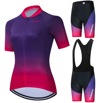 

OXEEGO Pro Team Cycling Jersey Set Women Summer Bike Clothes MTB Ropa Ciclismo Bicycle Uniforme Maillot Quick Dry 5D Pad