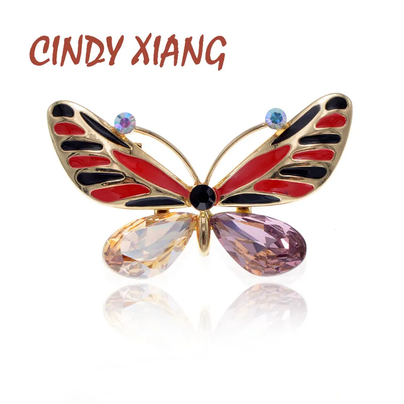 

CINDY XIANG 2 Colors Choose Enamel Butterfly Brooch Crystal Butterfly Pin Wedding Accessories Luxury Crystal Jewelry Good Gift
