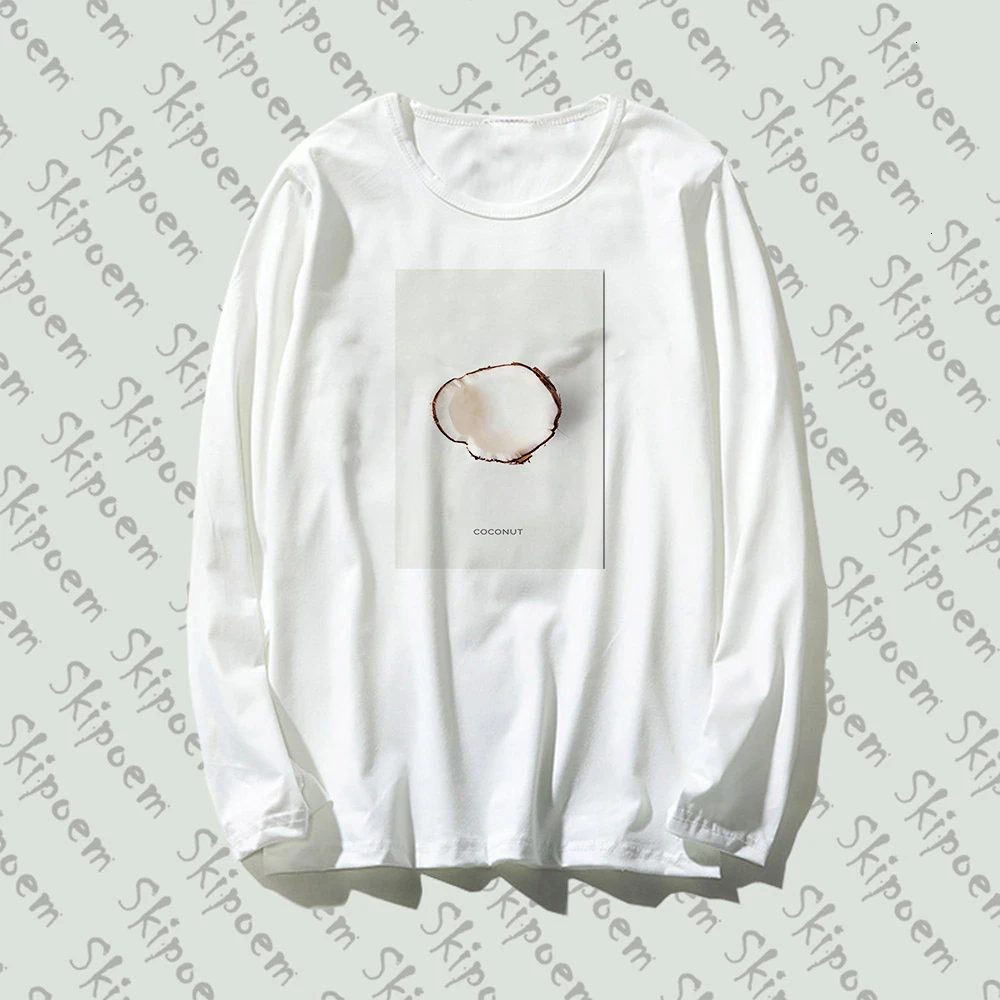 Женская футболка в стиле панк с фруктами и кокосом винтажная хлопковая длинным