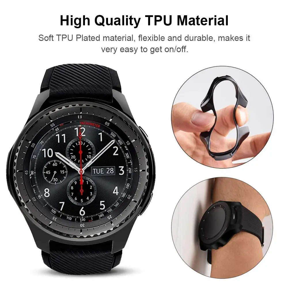 Чехол для Samsung Galaxy Watch 46 мм/42 мм ремешок из ТПУ с покрытием Защитная крышка экрана