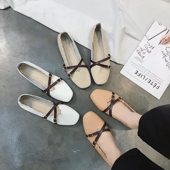 

2020 Spring New Style Shoes Low Top Belt Buckle Flat Heel Anti-slip Mom Shoes Wholesale Spring/Autumn womenshoes