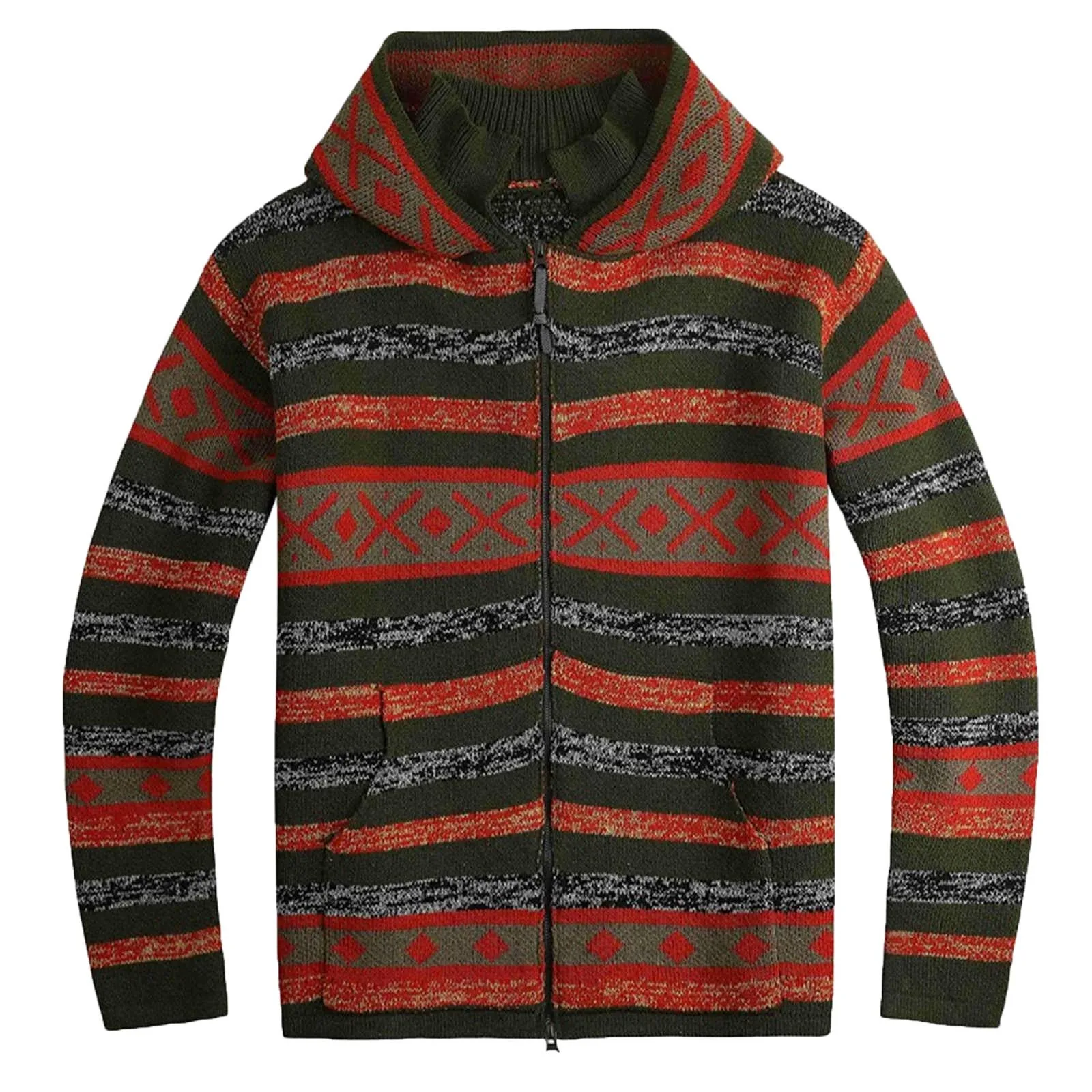 Men Autumn&winter Cardigan Printed Long Sleeved High-tie Hood Knitted Fashion Comfy Daily Jacket Top Fast Shipping Ropa Hombre 2