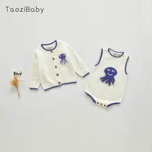 Кардиган для маленьких девочек; пальто для младенцев; мультяшный осьминог на лямках для маленьких девочек; детская одежда; комбинезон; одежда для маленьких девочек