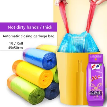 

3/5/10x18Pcs/Roll 4Colors Large hand Lift Garbage Bag Trash Bags Home Portable Kitchen Thickening Bags 45x50CM
