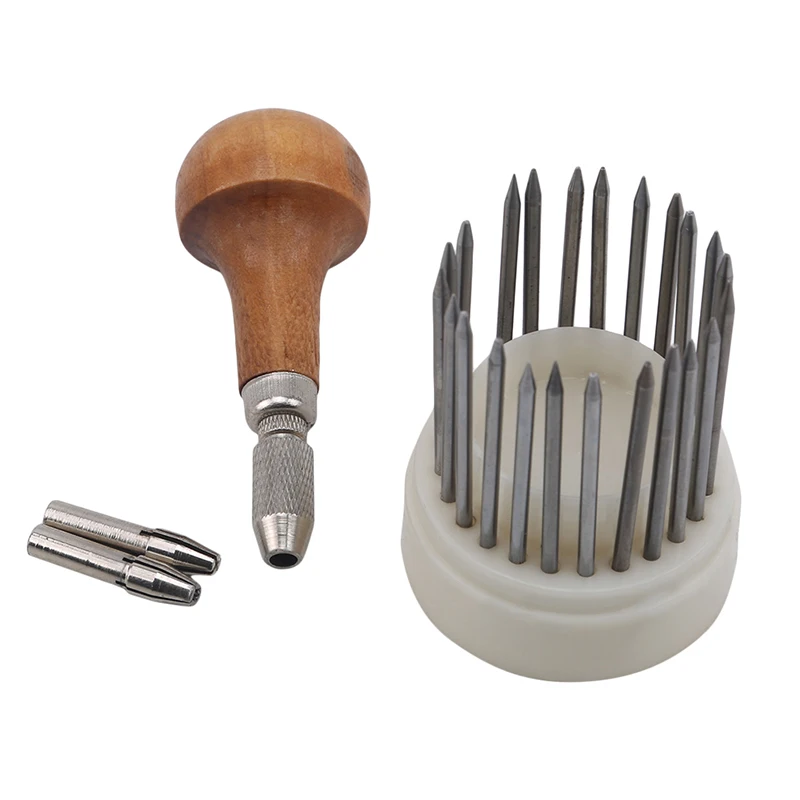 Bead Grain Tool Set Graver Beader with Graver Wood Handle For Goldsmith