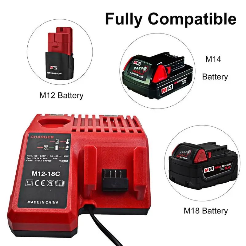 110-240V ионно-литиевая Батарея Зарядное устройство для M12 M18 48-11-1815 48-11-1828 48-11-2401 48-11-2402