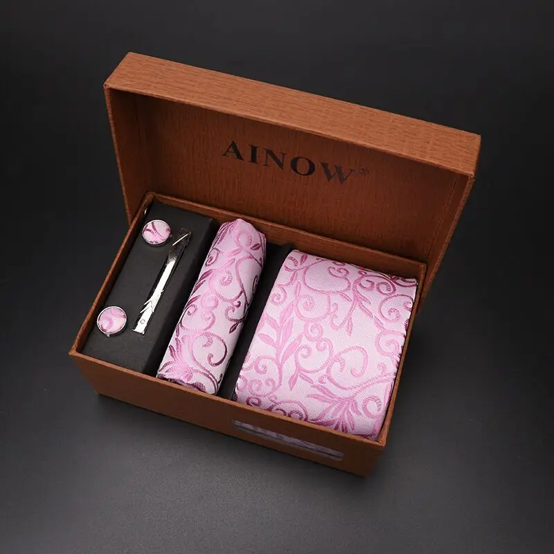 NO box 13 Набор галстуков 4 шт. мужской цветочный галстук для шеи клетчатый галстук подарок свадебный красный полосатый 8 см темно-синий жаккардовый тканый черный однотонный Камуфляжный ящик - Цвет: NO box 13