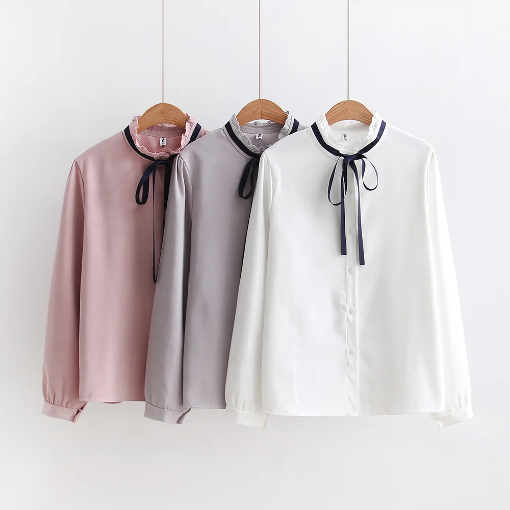 Белая рубашка OL стиль женские свободные топы элегантные блузки с длинным рукавом