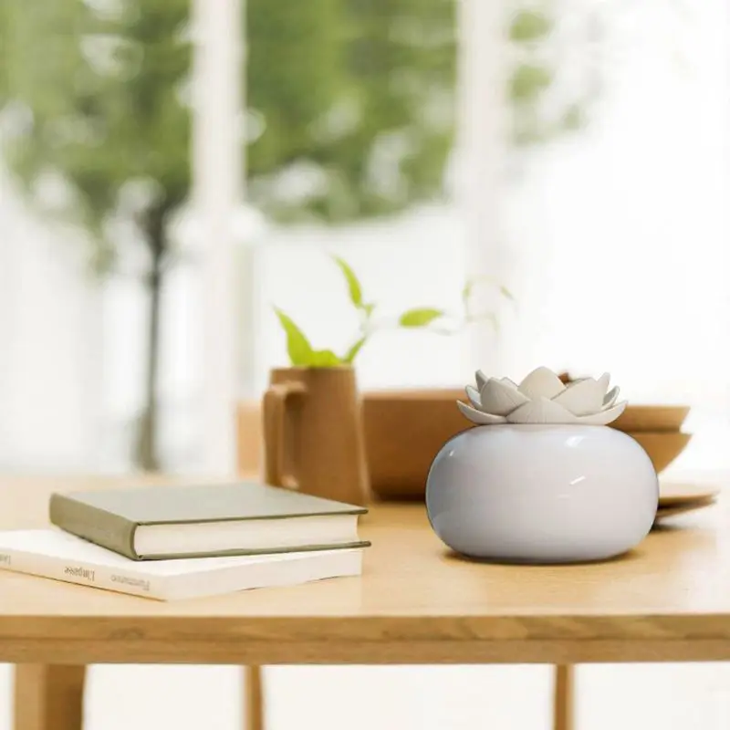 Top Deals 200Ml Ceramic Ultrasonic Aroma Humidifier Air Diffuser Simplicity Lotus Purifier Atomizer Essential Oil Diffuser(White