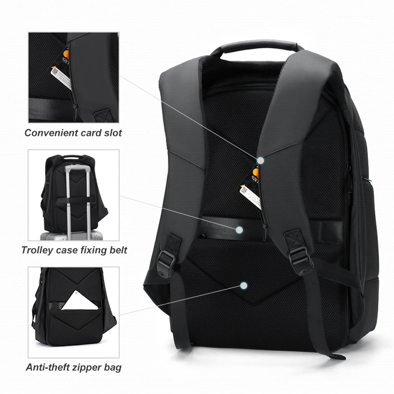 Fenruien Waterproof Backpacks USB Charging School Bag Anti-theft Men Backpack Fit 15.6 Inch Laptop Travel Backpack High Capacity 3