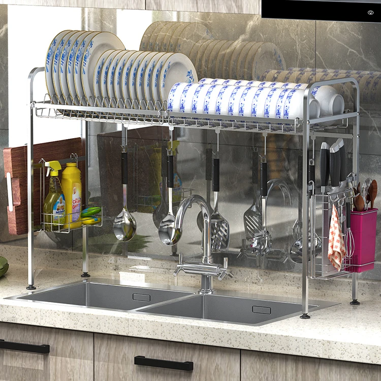 Kitchen rack sink drain rack bowl rack 304 stainless steel bowl rack faucet storage rack