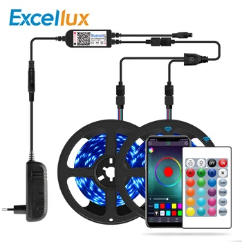 

5M 10M 5050 Led Strip Bluetooth Music Sync DC12 V RGB Flexible Tape Led Ribbon Led Strip Light With IR Remote For Home Christmas